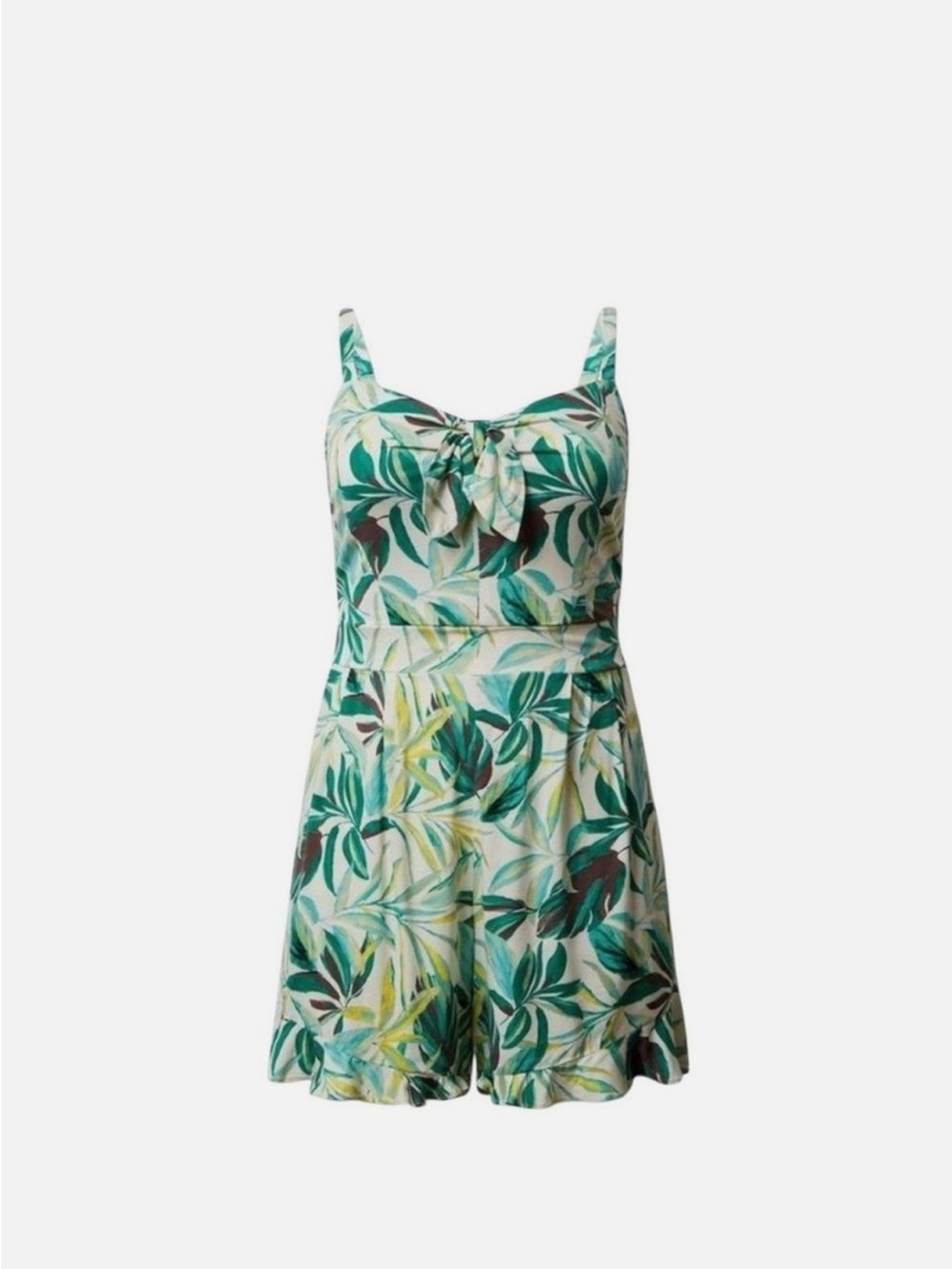 torrid Green Leaf Print Tie-Front Romper